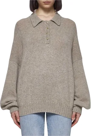 Khaite Strik, Dame, , M, Uld, Polo Sweater Stilfuldt Design