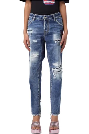 Dsquared2 Jeans, Dame, Blå, S, Uld, Stilfulde Distressed Blå Jeans
