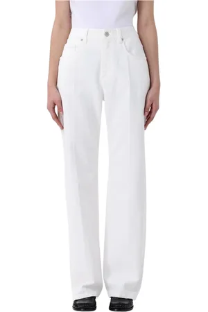 Brunello Cucinelli Jeans, Dame, Hvid, L, Elegant Hvid Wide Leg Jeans