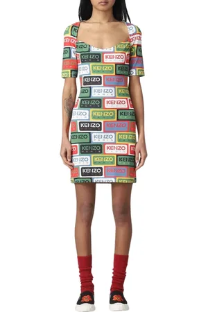 Kenzo Kjole, Dame, Grøn, S, Bomuld, Grøn Logo Print Mini Kjole