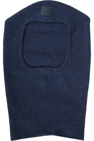 Acne Studios Tilbehør, Herre, Blå, ONE SIZE, Uld, Ribbet uld beanie med logo patch