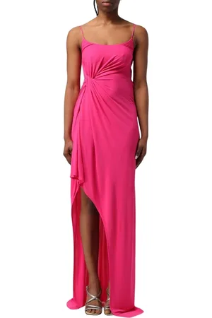 Pinko Kjole, Dame, Lyserød, XS, Elegant Maxi Kjole med Høj Slids