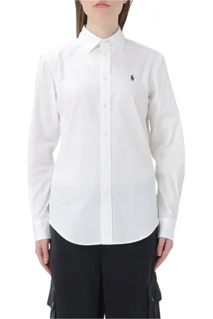 Ralph Lauren Bluser & Skjorter, Dame, Hvid, XL, Bomuld, Hvid Bomuld Langærmet Skjorte