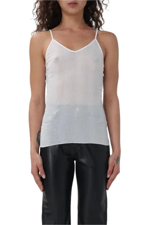 Khaite Top, Dame, Hvid, XS, Tyl, Hvid Ribbet Camisole Top