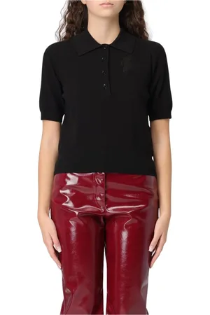 Burberry Top, Dame, Sort, S, Uld, Sort Merinould Polo Shirt