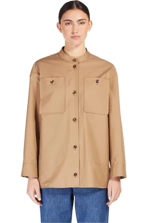 Max Mara Jakke, Dame, , S, Bomuld, Mandarin Krave Vandafvisende Jakke