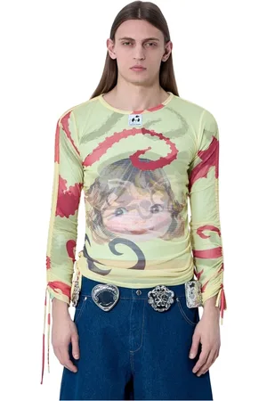 Chopova Lowena Top, Herre, Flerfarvet, M, Polyester, Trykt Mesh Top Rynket Konstruktion Lagdelt
