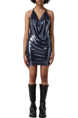ANIYE BY Kjole, Dame, Blå, XS, Blå Metallic Mini Kjole