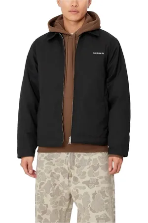 Carhartt Jakke, Herre, Sort, M, Uld, Script Jakke Sort Hvid Stilfuld Funktionel