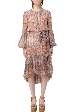Etro Kjole, Dame, Flerfarvet, XS, Farverig Paisley Tiered Midi Kjole