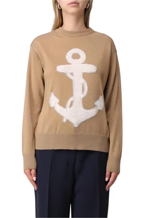 Max Mara Strik, Dame, Brun, XS, Uld, Anker Strik Trøje Kameluld