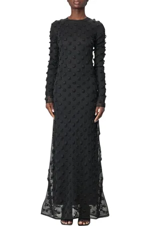 Sportmax Kjole, Dame, Sort, L, Elegant Plisseret Midi Kjole