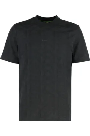 HUGO BOSS Top, Herre, Sort, S, Bomuld, Ribbet crew-neck bomuld T-shirt