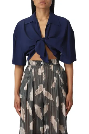 SEMICOUTURE Bluser & Skjorter, Dame, Blå, 2XS, Grøn TieFront Bluse