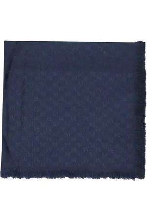 Max Mara Tilbehør, Dame, Blå, ONE SIZE, Uld, Monogram Jacquard Uld og Silke Tørklæde