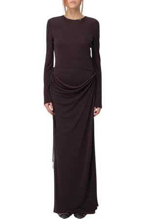 Fendi Kjole, Dame, Lilla, 2XS, Plum Draperet Maxi Kjole