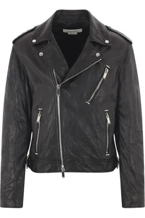 Alexander McQueen Jakke, Herre, Sort, L, Læder, Sort Biker Læderjakke