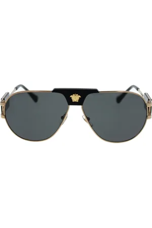 VERSACE Tilbehør, Herre, Gul, 63 MM, Uld, Stilfulde solbriller til mænd