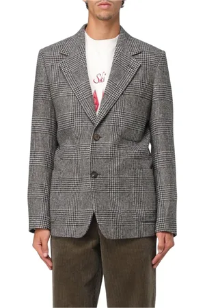 Golden Goose Jakke, Herre, Grå, S, Uld, Klassisk Fit Tjekket Blazer Mænd Grå