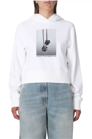 Palm Angels Sweathshirts & Hoodies, Dame, Hvid, S, Bomuld, Hvid Cropped Tree Hoodie