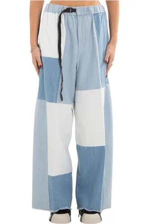 White Sand Bukser, Dame, Blå, XS, Patchwork Loose Jeans i Unico