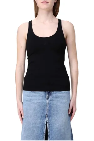 Armani Exchange Top, Dame, Sort, XS, Bomuld, Hvid Ribbet Tank Top