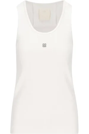Givenchy Top, Dame, Hvid, XS, Bomuld, Ribbet bomuld tanktop
