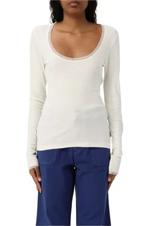 REMAIN Birger Christensen Top, Dame, Hvid, S, Bomuld, Hvid Ribstrikket Sweater