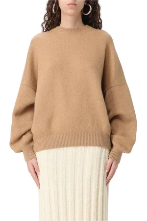 Khaite Strik, Dame, Brun, XS, Cashmere, Luksuriøs Grå Crew Neck Sweater