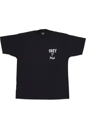 Obey Top, Herre, Sort, XL, Bomuld, Vintage sort tee med skærmtryk