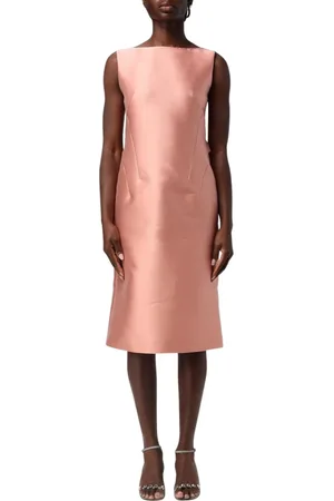 Alberta Ferretti Kjole, Dame, Lyserød, S, Satin, Satin Boat Neck Dress