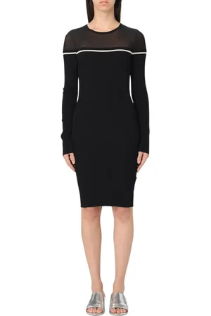 Liu Jo Kjole, Dame, Sort, L, Sort Sheer Yoke Strik Mini Kjole