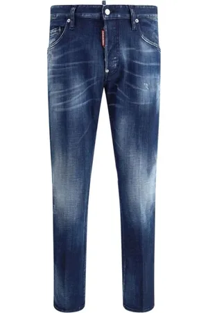 Dsquared2 Jeans, Herre, Blå, XL, Bomuld, Klassiske bomuldsskaterjeans med læderpatch