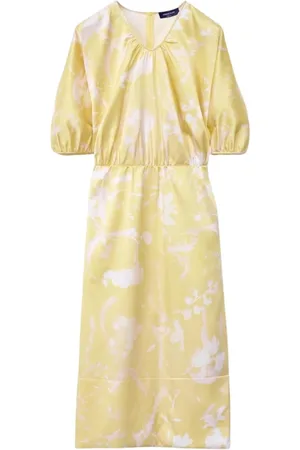 Fabiana Filippi Kjole, Dame, Gul, S, Gul Blomstret Midi Kjole
