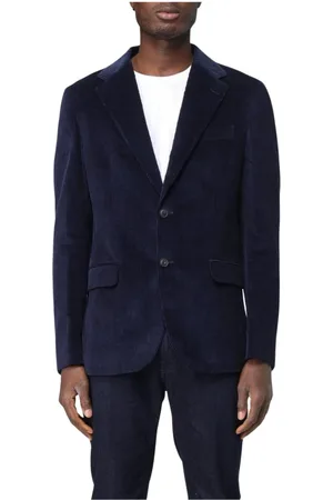 FAY Jakke, Herre, Blå, L, Uld, Blå Corduroy Blazer Jakke