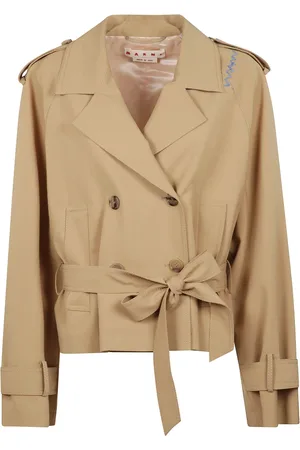 Marni Frakke, Dame, Brun, S, Uld, Beige Dobbeltbrystet uld trenchcoat