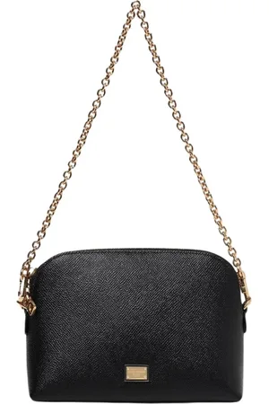 Dolce & Gabbana Taske, Dame, Sort, ONE SIZE, Uld, Sort HalfMoon Kæde Clutch Taske