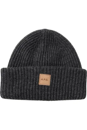 A.P.C. Tilbehør, Dame, Grå, S, Uld, Grå Ribstrikket Beanie Hat
