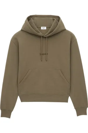 Saint Laurent Sweathshirts & Hoodies, Herre, Grøn, XL, Bomuld, Grøn Bomuldshættetrøje med Kængurulomme
