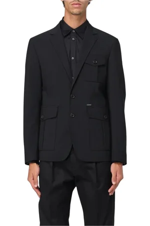 Dsquared2 Jakkesæt, Herre, Sort, L, Uld, Sort Blazer med Notch Krave