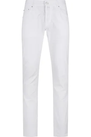 Jacob Cohen Jeans, Herre, Hvid, W32, Bomuld, Hvide bomuld elastanbukser
