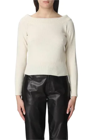 Alexander McQueen Strik, Dame, Hvid, M, Uld, Hvid Uld Mohair Bådhals Sweater