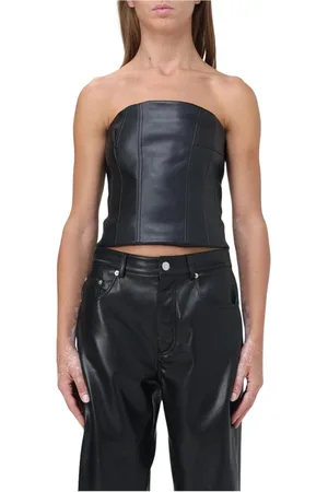 AMIRI Top, Dame, Sort, M, Uld, Stilfuld Striktrøje med Ribbede Detaljer