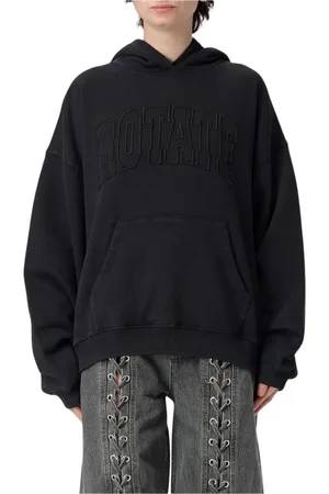 ROTATE Sweathshirts & Hoodies, Dame, Sort, M, Sort Broderet Hættetrøje til Kvinder