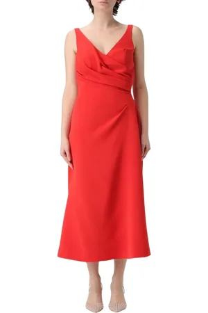 ERMANNO SCERVINO Kjole, Dame, Rød, M, Rød Draperet Midi Kjole