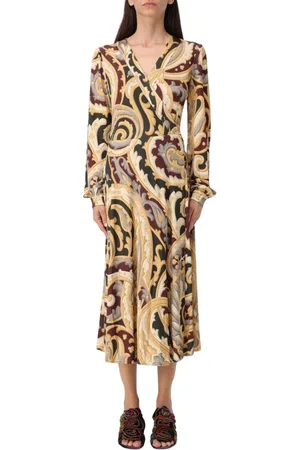 Etro Kjole, Dame, Gul, S, Gul Paisley Wrap Kjole