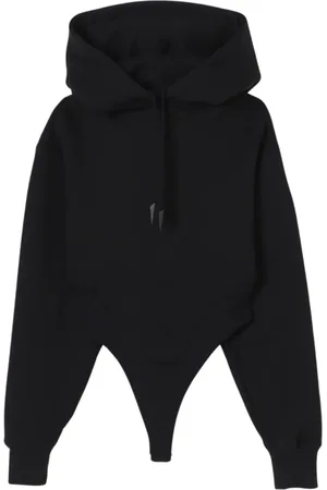 MUGLER Top, Herre, Sort, XS, Bomuld, Sort Bodycon Hoodie til Kvinder