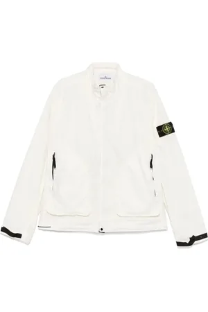 Stone Island Jakke, Herre, Hvid, XL, Uld, Hvid Jakke Stilfuld og Behagelig
