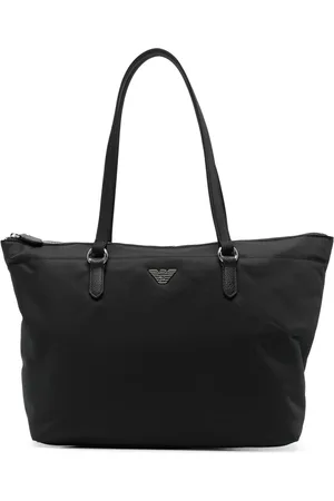 Emporio Armani Taske, Dame, Sort, ONE SIZE, Nylon, Nylon Eagle Plaque Zip Bag