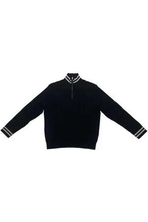 Neil Barrett Jakke, Herre, Sort, XL, Stribet Strikket Lynlås Tracktop